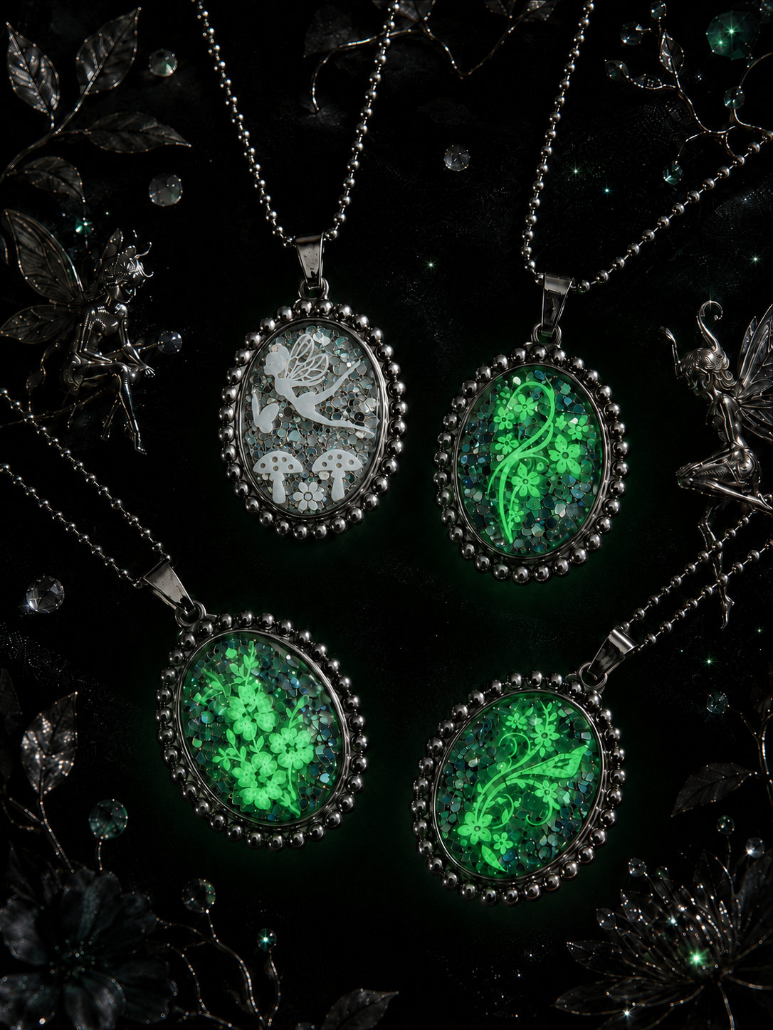 Collection Médaillons Enchantés – Colliers Fluorescents en Acier Inoxydable