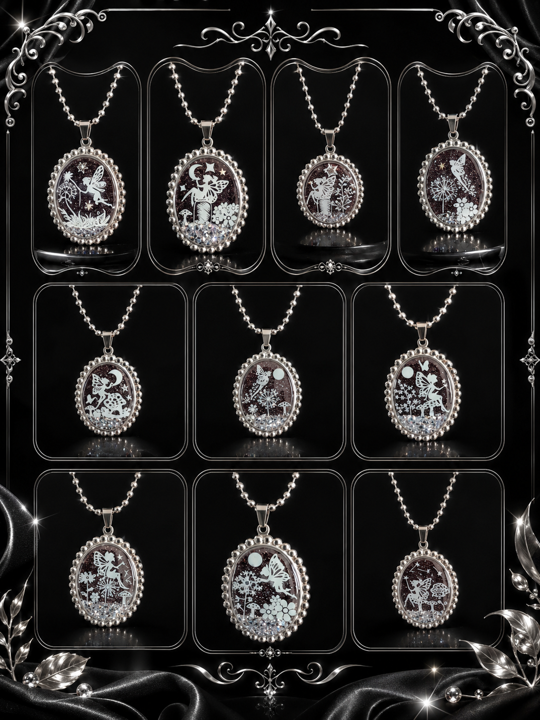 Les Colliers des Fées – Pendentifs ovales fluorescents ✨