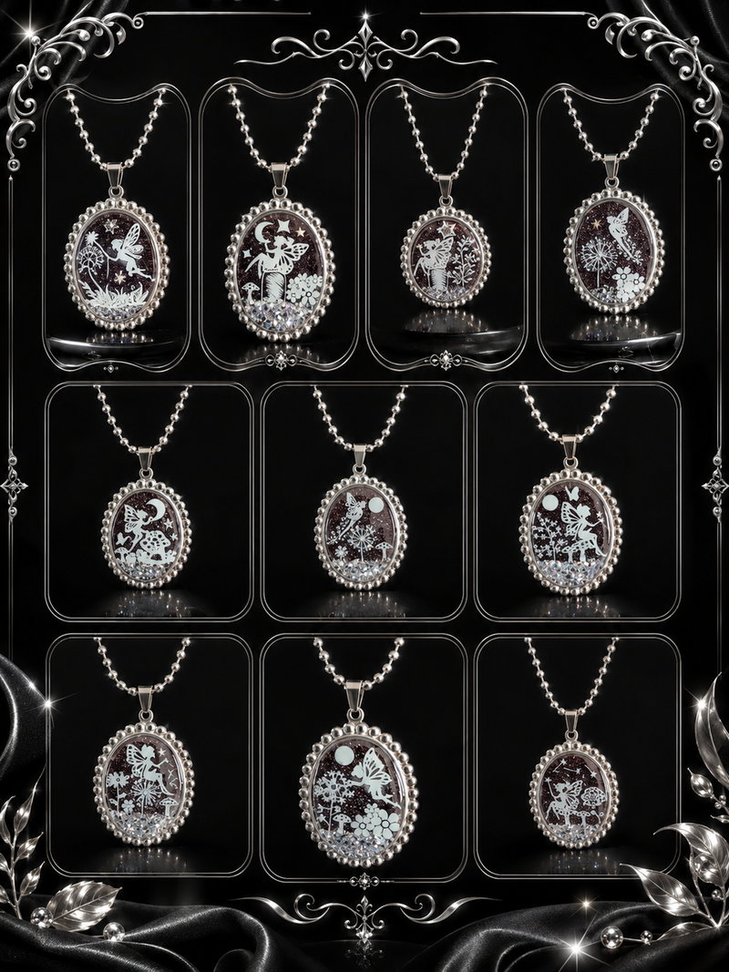 Les Colliers des Fées – Pendentifs ovales fluorescents ✨