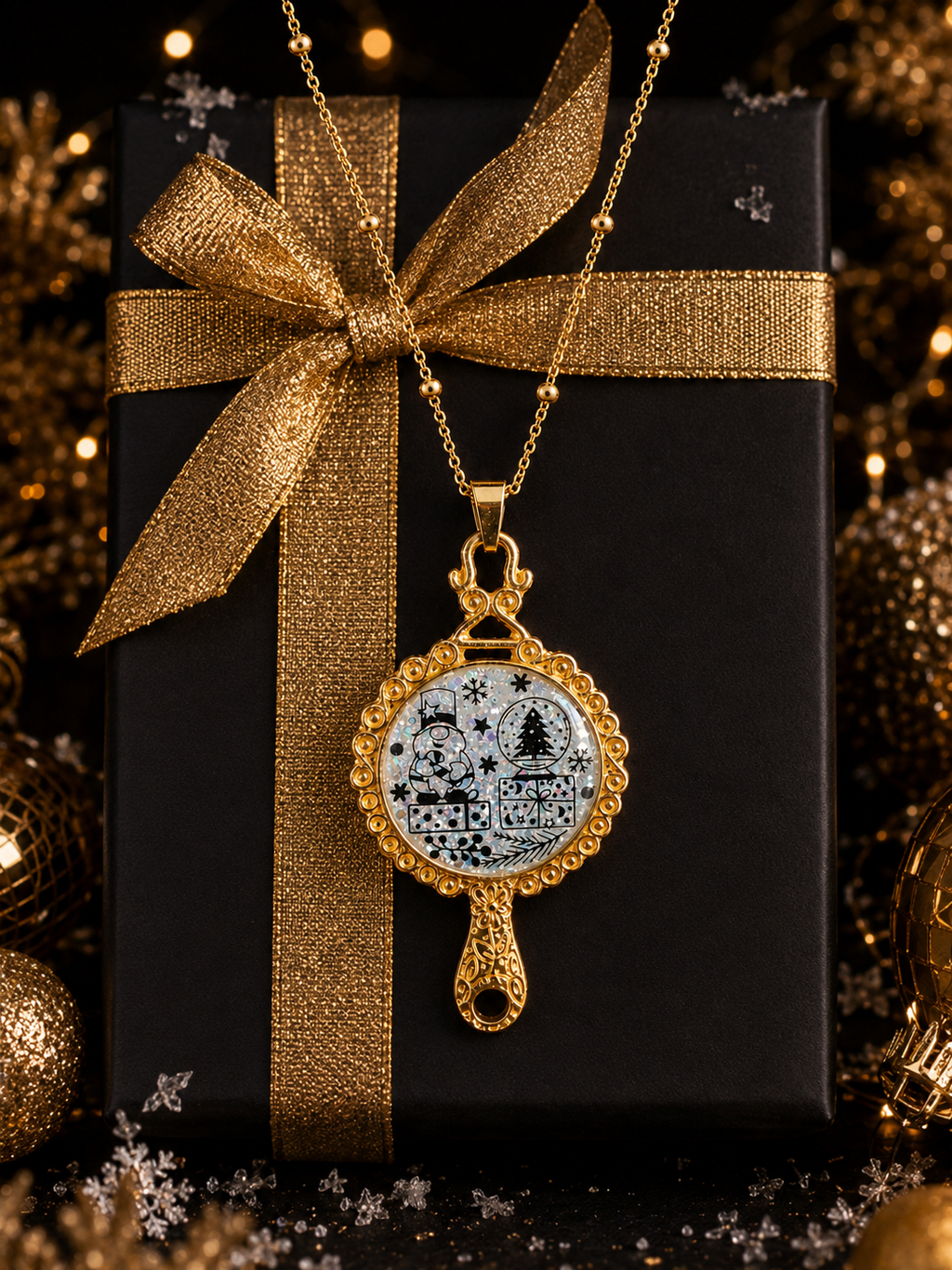Collier La Magie de Noël Fluorescent – Création Artisanale Plaquée Or 18 Carats