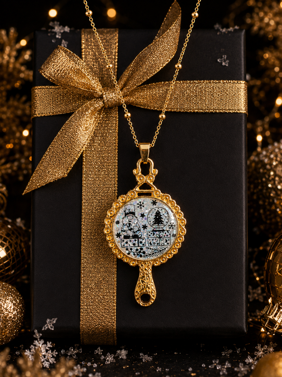 Collier La Magie de Noël Fluorescent – Création Artisanale Plaquée Or 18 Carats
