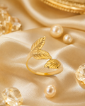 Bague 3 feuillages dorés