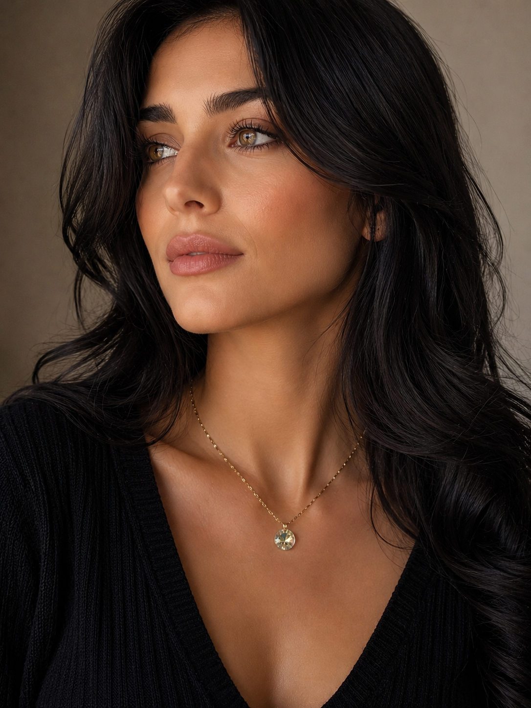 Collier disque en cristal or 2