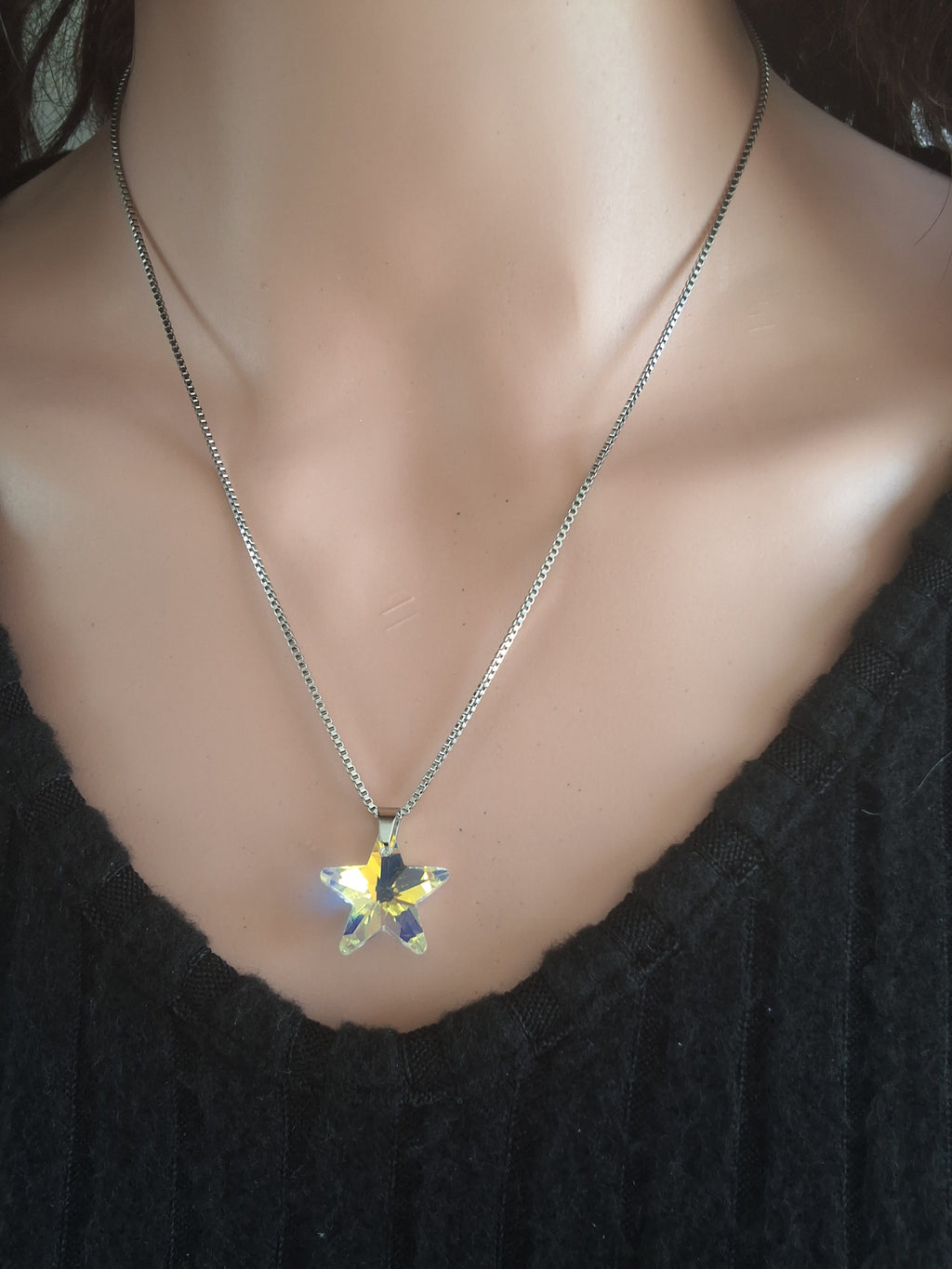 Collier etoile en cristal argent