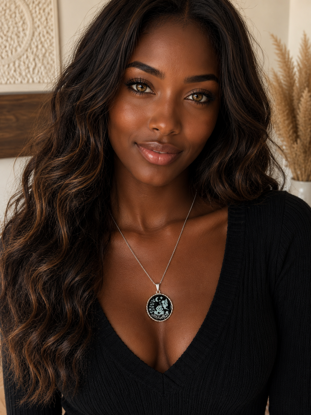 Collier avec pendentif rond à corde de la fée félicia argent