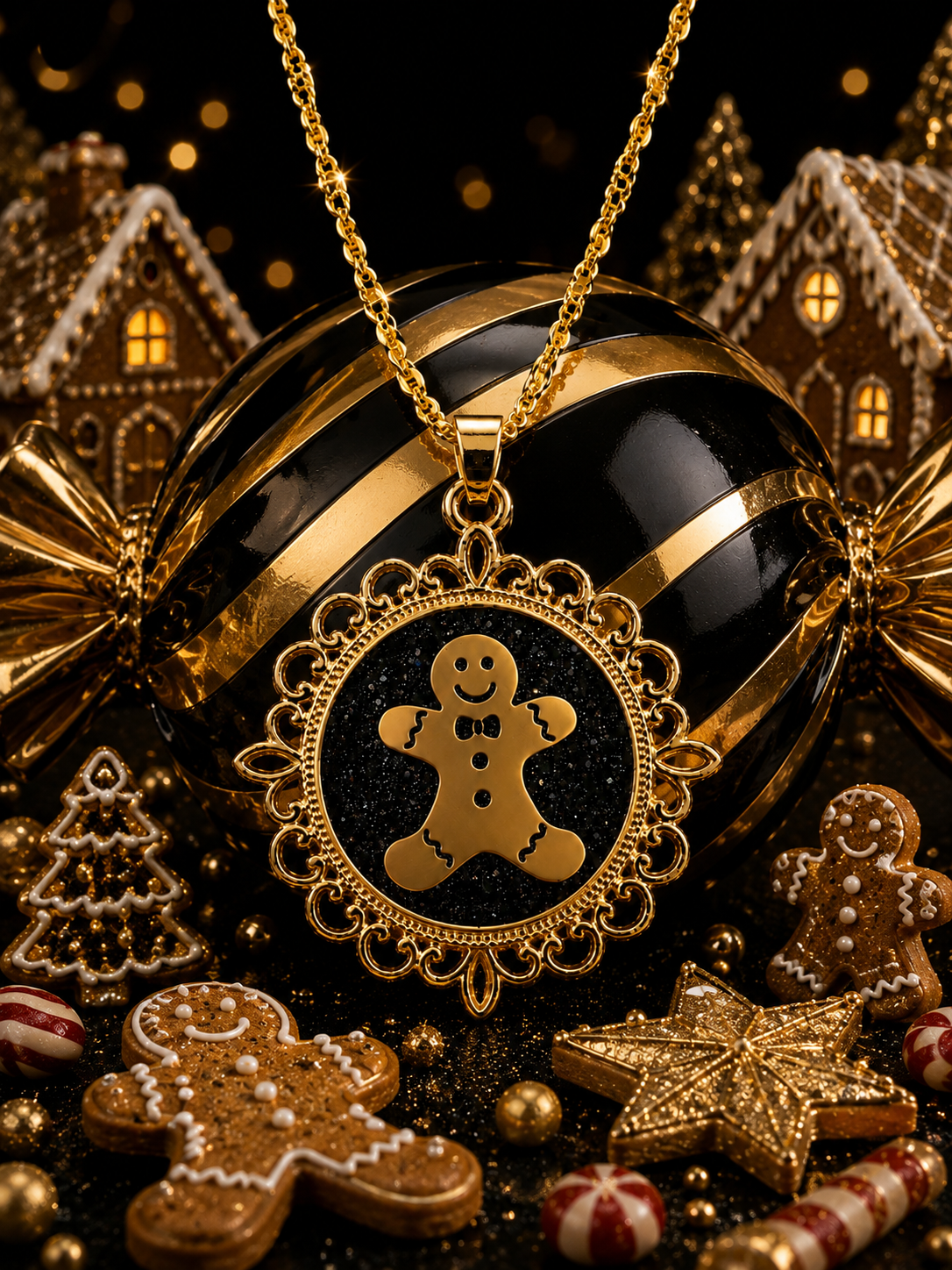 Le collier bonhomme pain d’épices version thermochromique doré