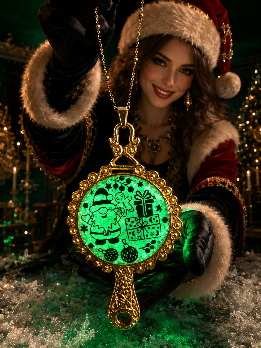 Collier Féerie de Noël Fluorescent – Création Artisanale Plaquée Or 18 Carats