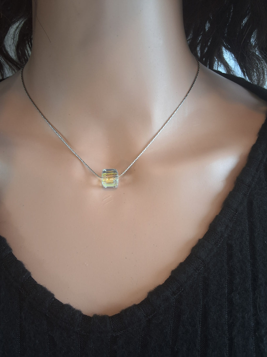 Collier sucre en cristal argent