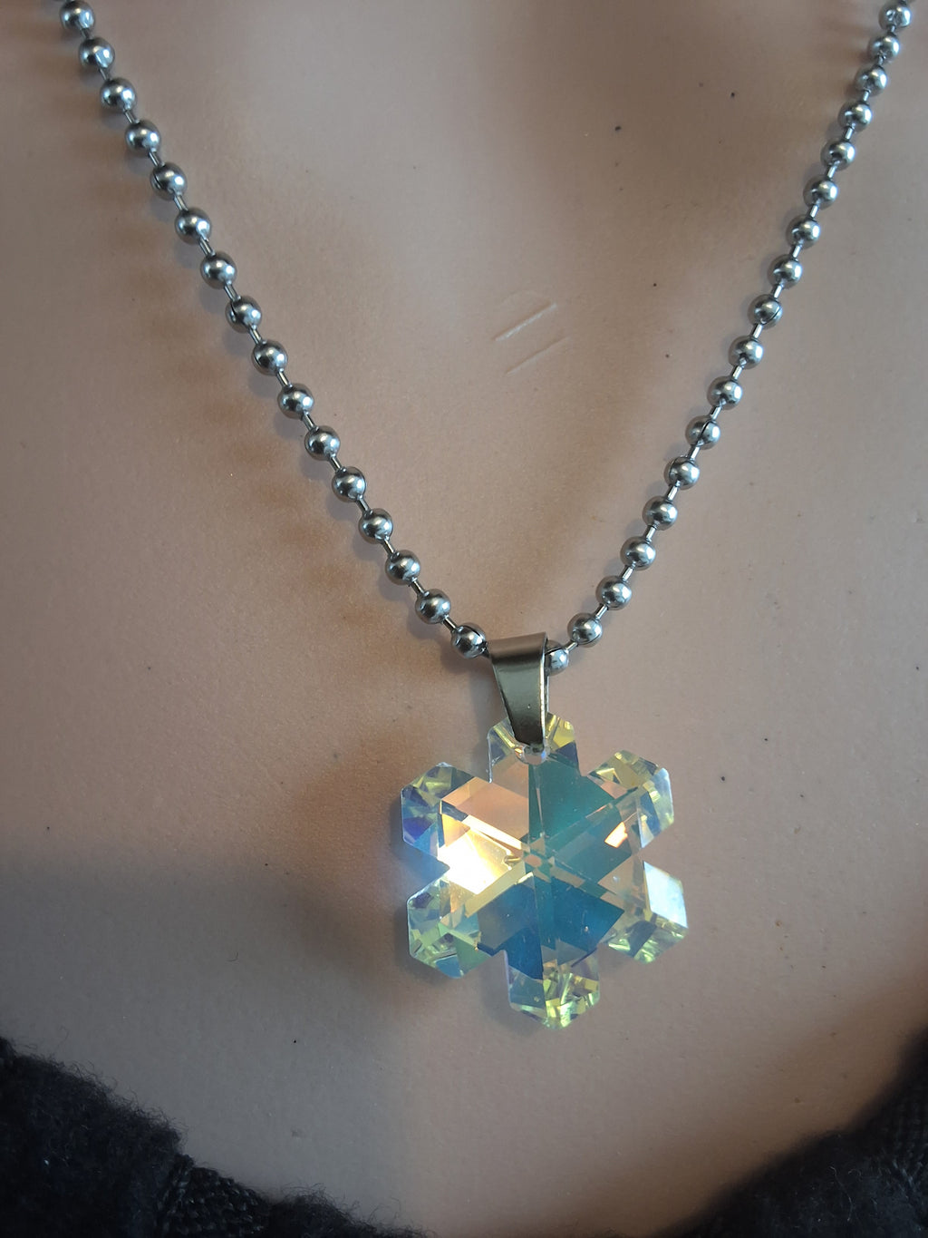 Collier gros flocon 2 en cristal argent