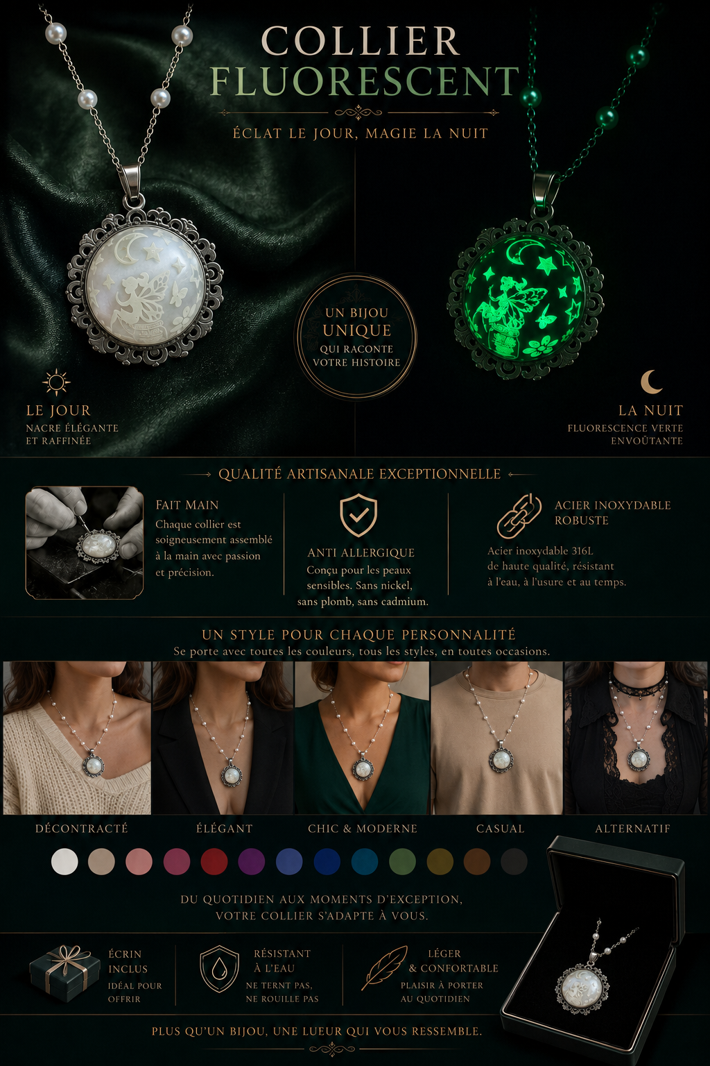 Collier rond à dentelle moyenne perle blanche de la fée penny 2