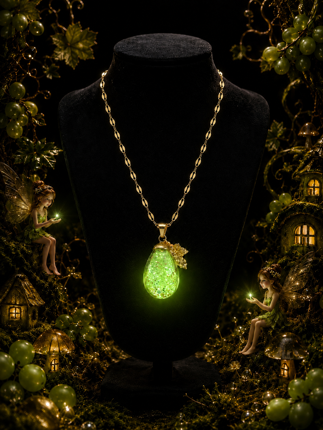 Collier gros Raisin Vert — Éclat Enchanté
