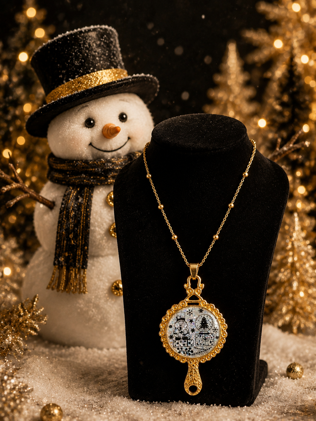 Collier La Magie de Noël Fluorescent – Création Artisanale Plaquée Or 18 Carats