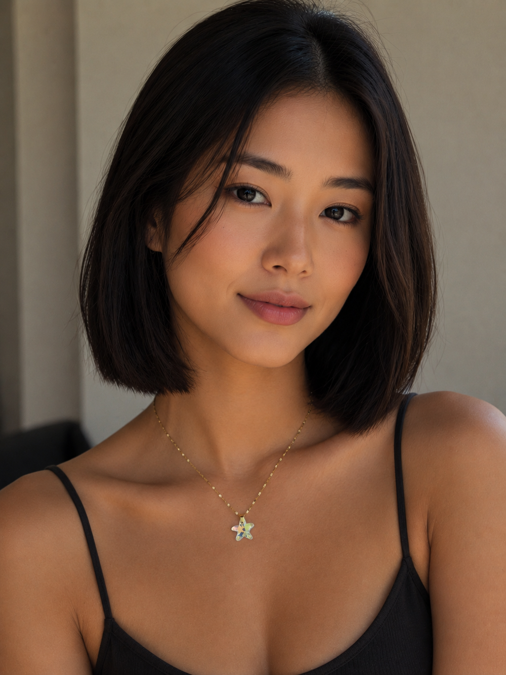 Collier petite étoile de mer en cristal or 2