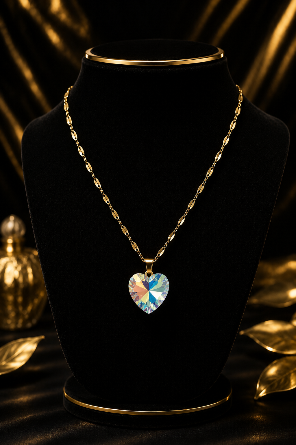 Le collier petit cœur enchanté en cristal doré