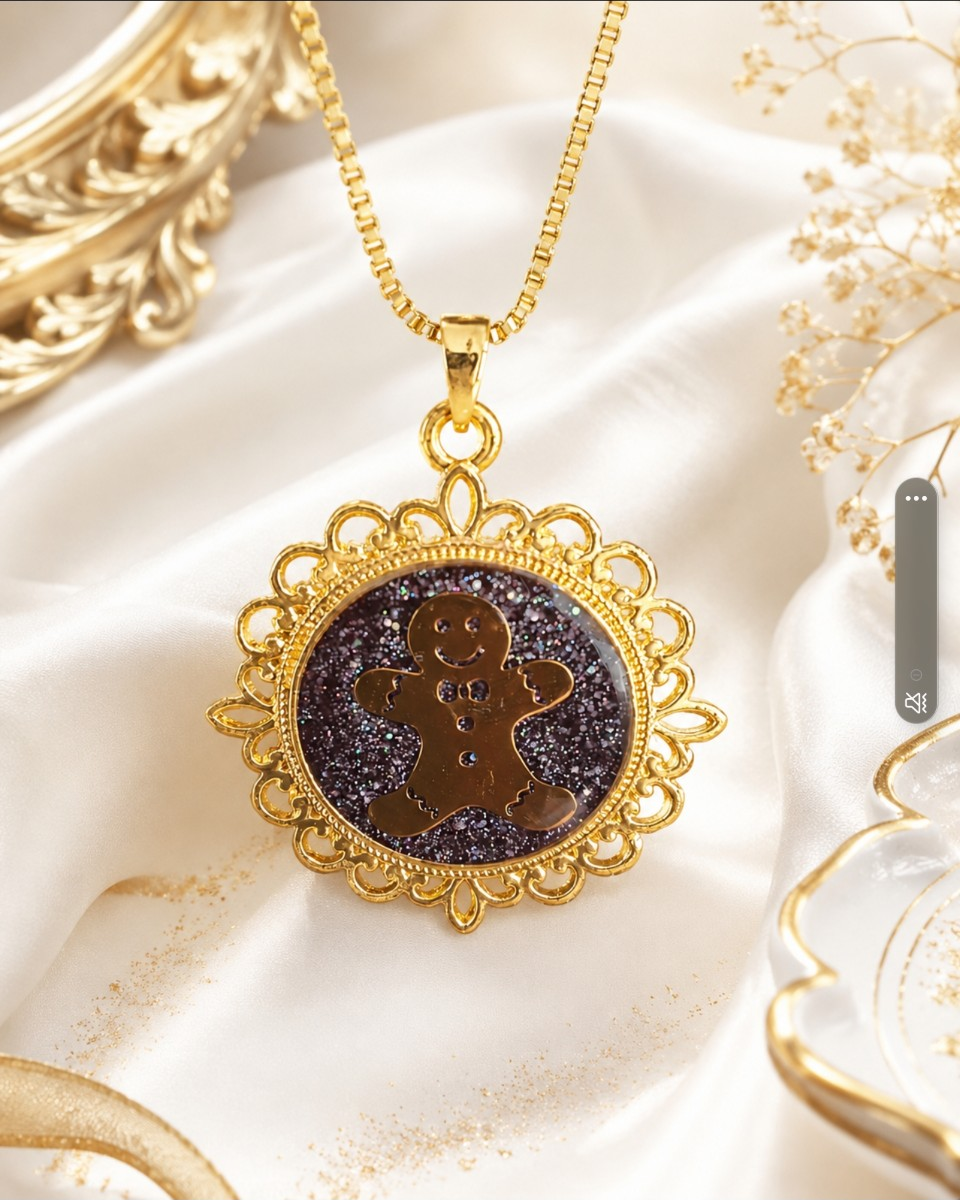 Collier bonhomme pain d’épices thermochromique or