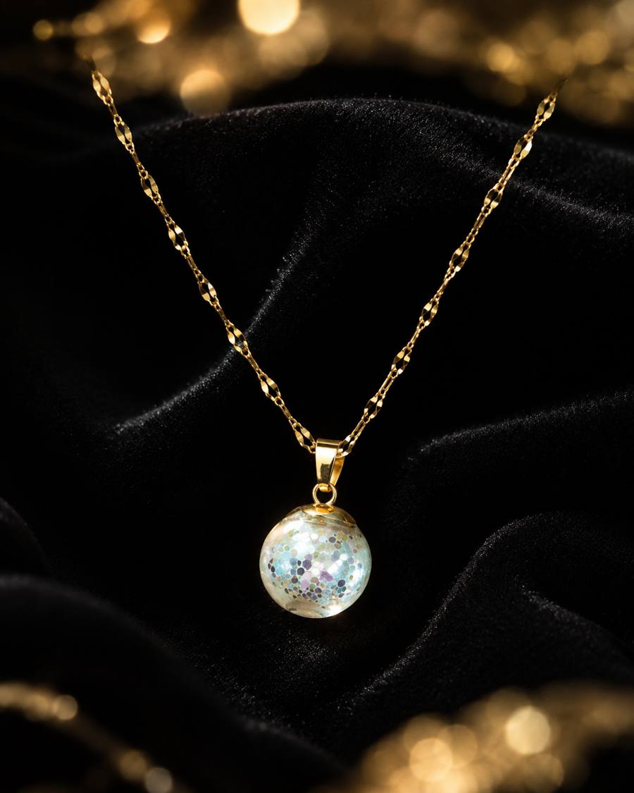 Collier or enchanté prunelle verte
