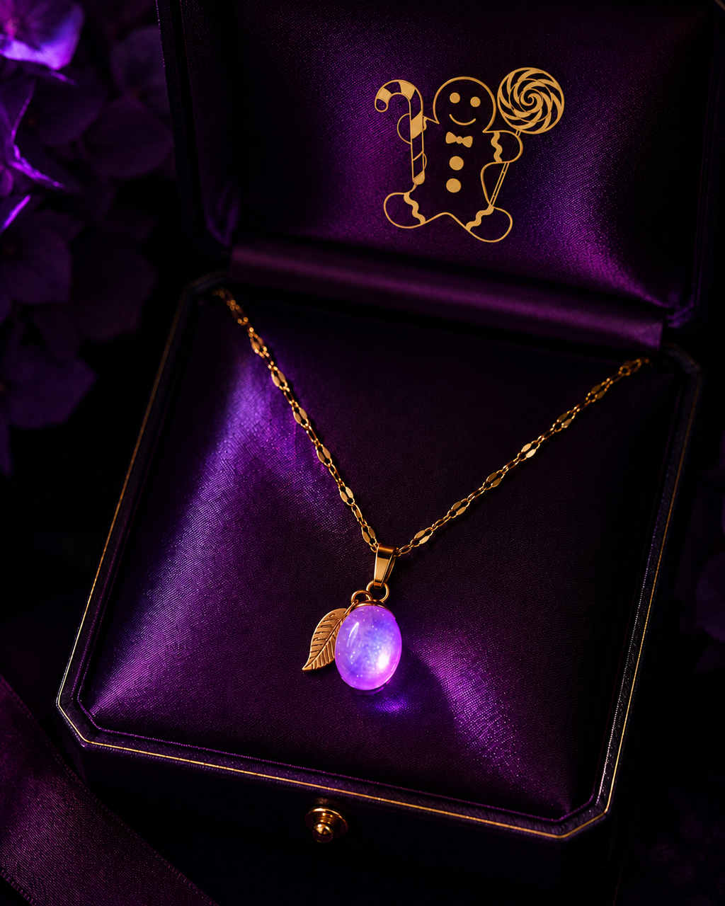 Collier or enchanté prune magique des fées