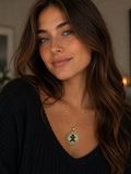 Collier petit biscuit fluorescent version courte or