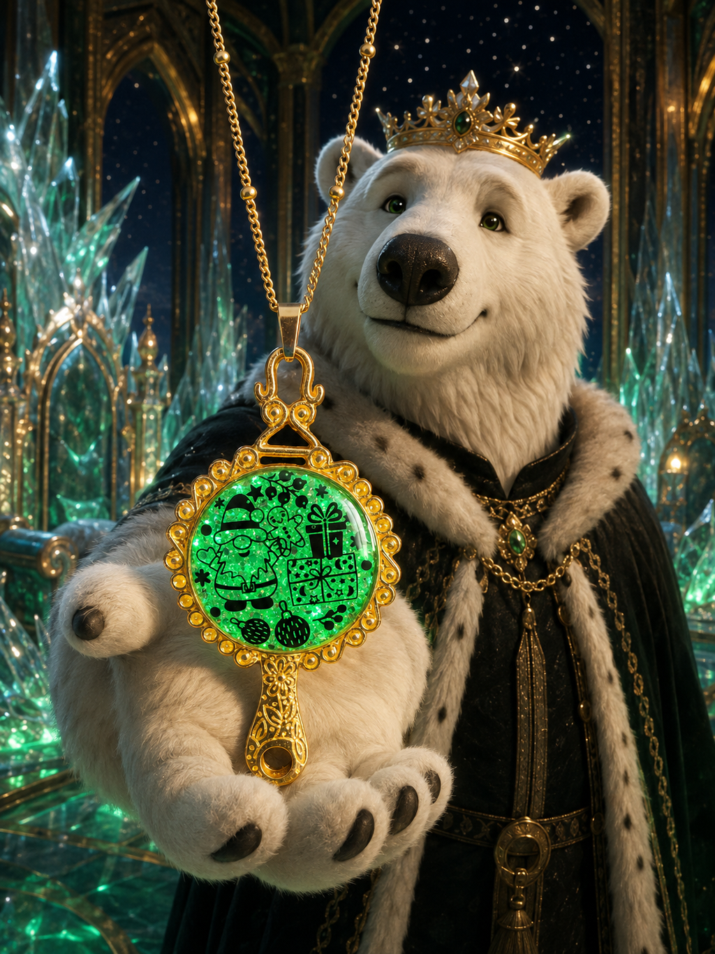 Collier Féerie de Noël Fluorescent – Création Artisanale Plaquée Or 18 Carats