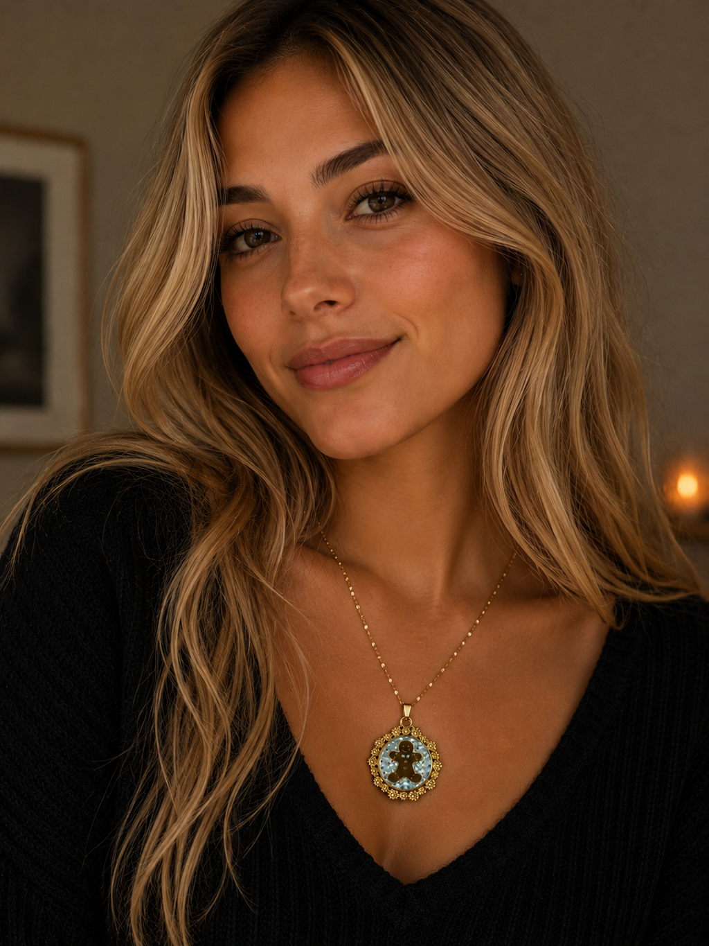 Collier petit biscuit fluorescent version courte