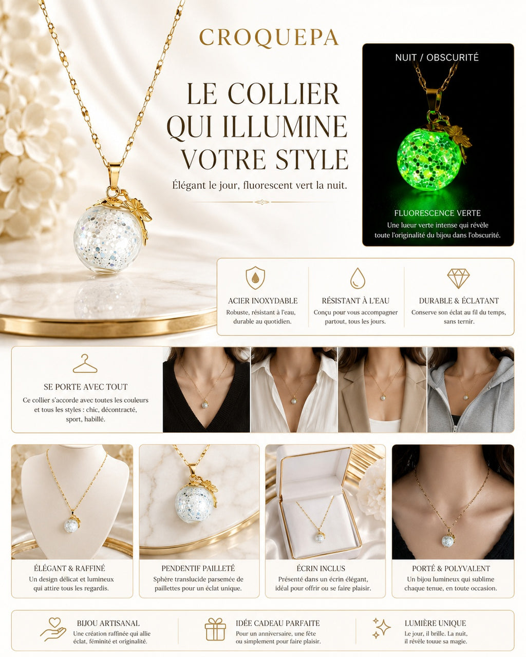 Collier Melon Vert — Jardin Enchanté
