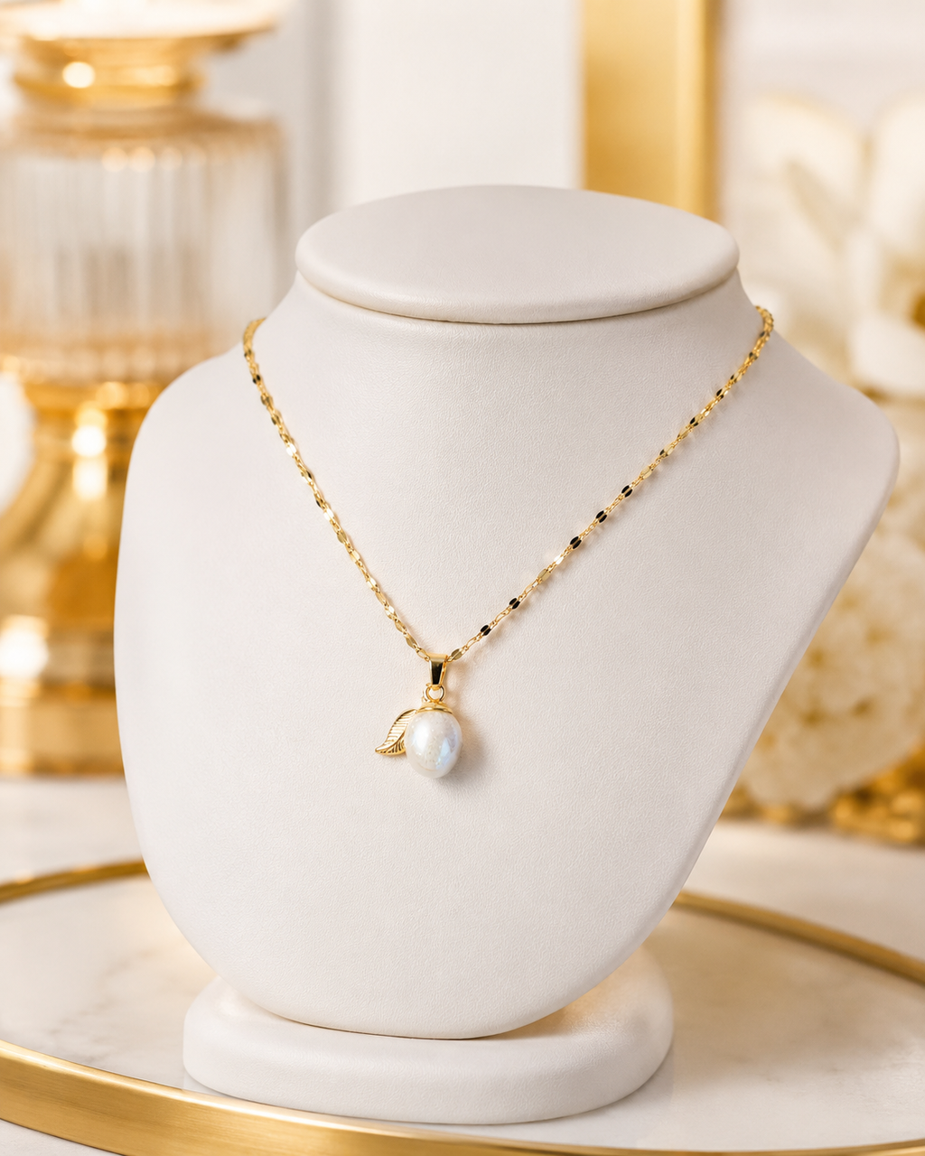 Collier or abricot enchanté orange