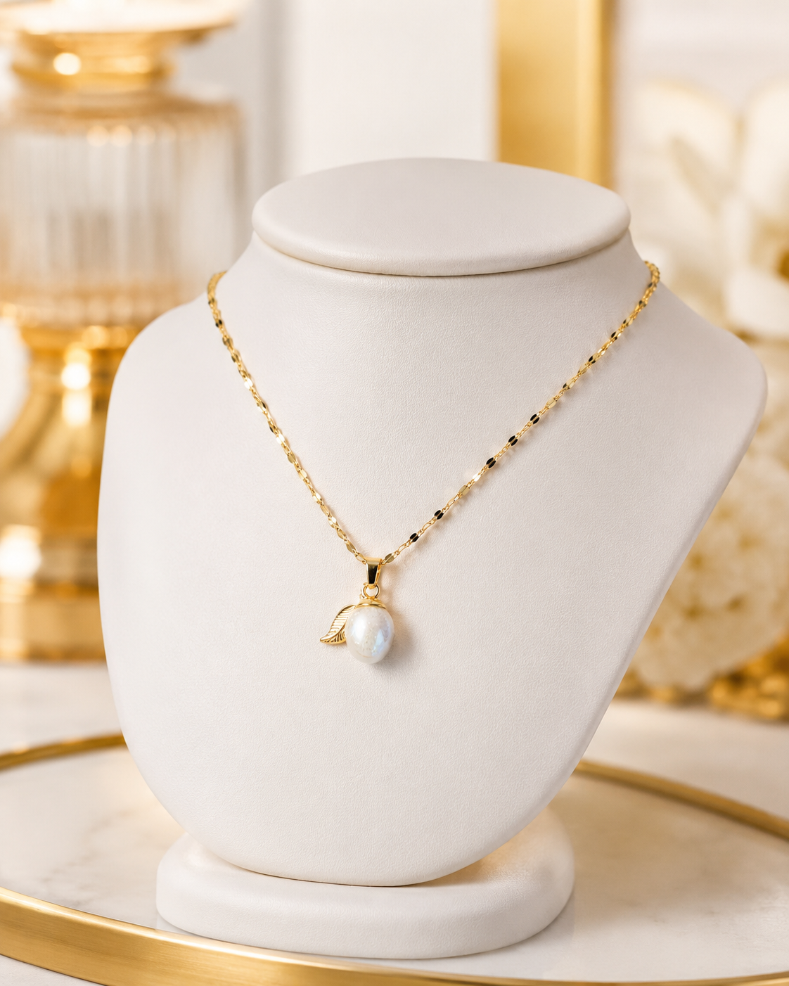 Collier or abricot enchanté orange