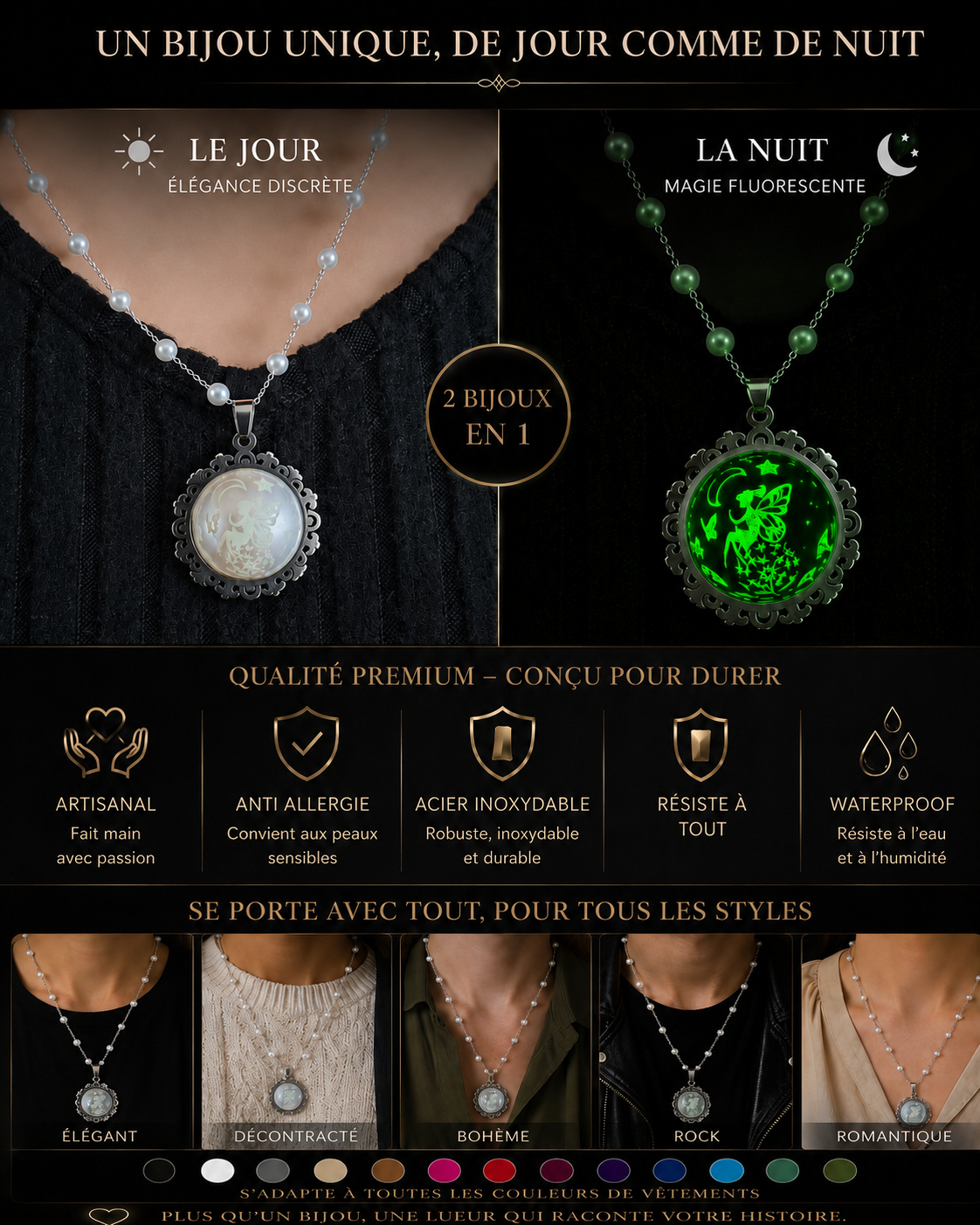 Collier rond à dentelle moyenne perle blanche de la fée penny 1