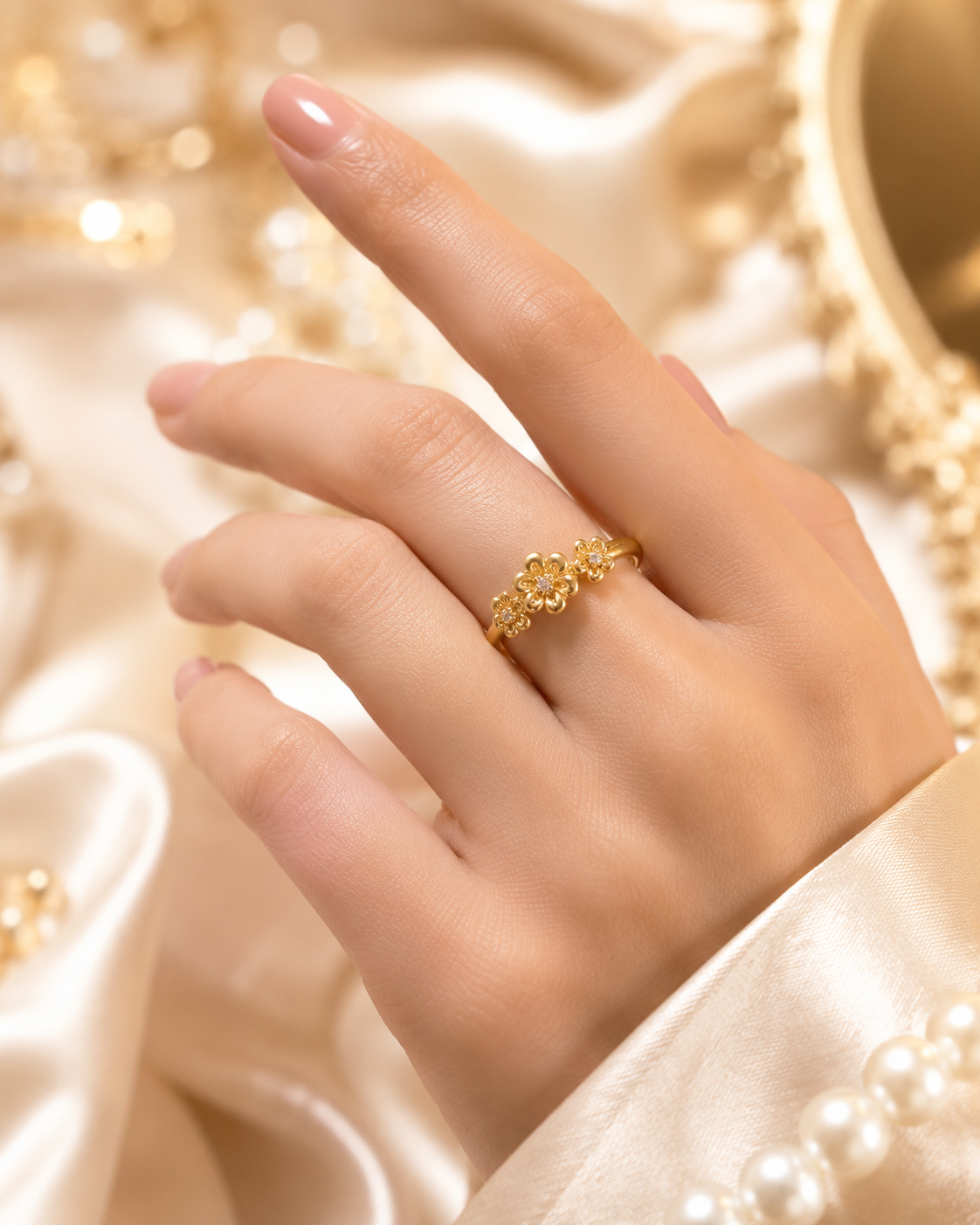 Bague 3 fleures de cerisier