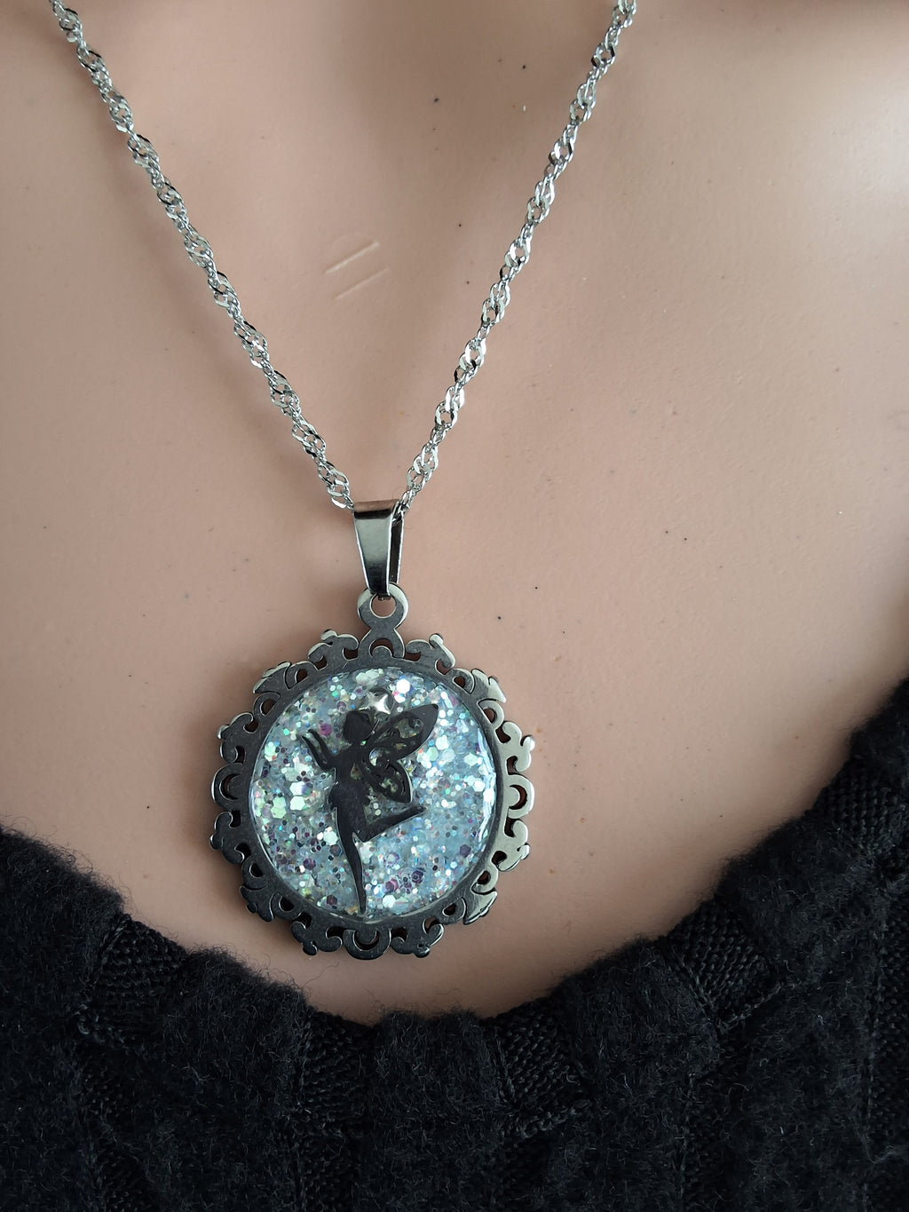 Collier fée acier