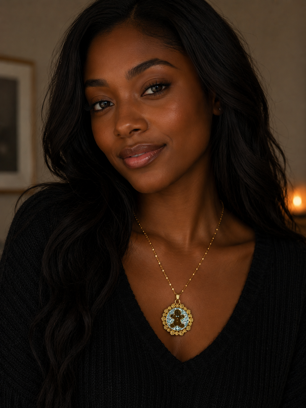 Collier petit biscuit fluorescent version courte