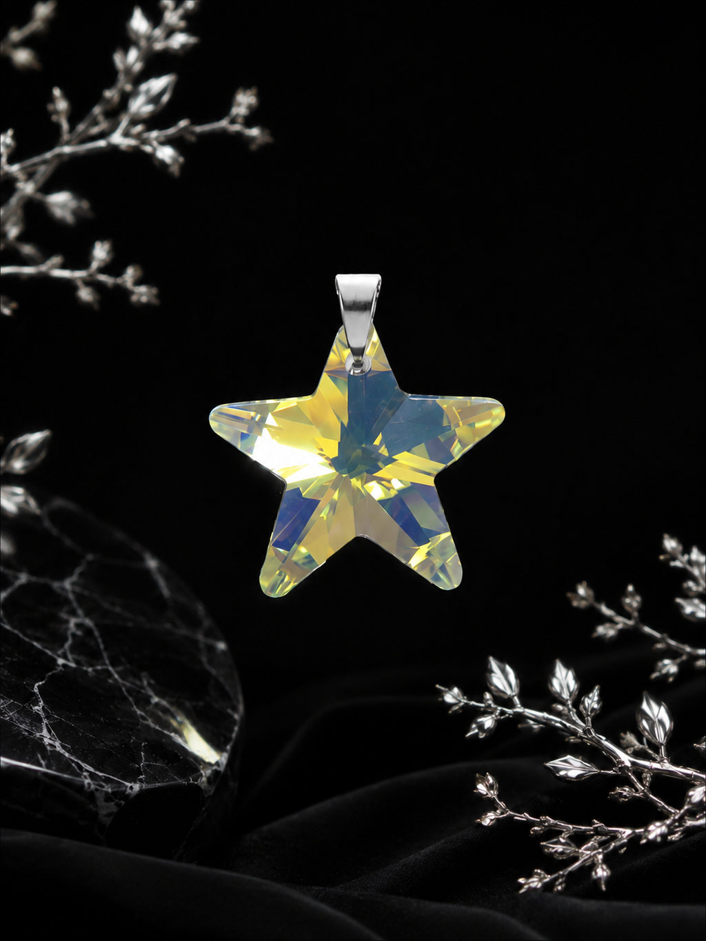 Le collier étoile du ciel en cristal argenté