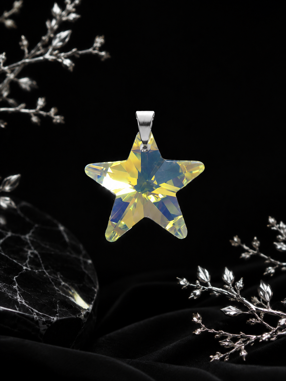 Le collier étoile du ciel en cristal argenté