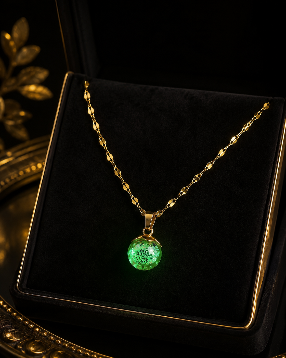 Collier or petites groseilles vertes