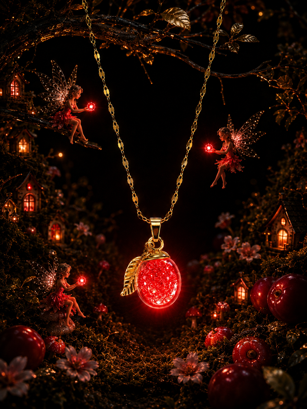 Collier Prune Rouge — Éclat des Fées