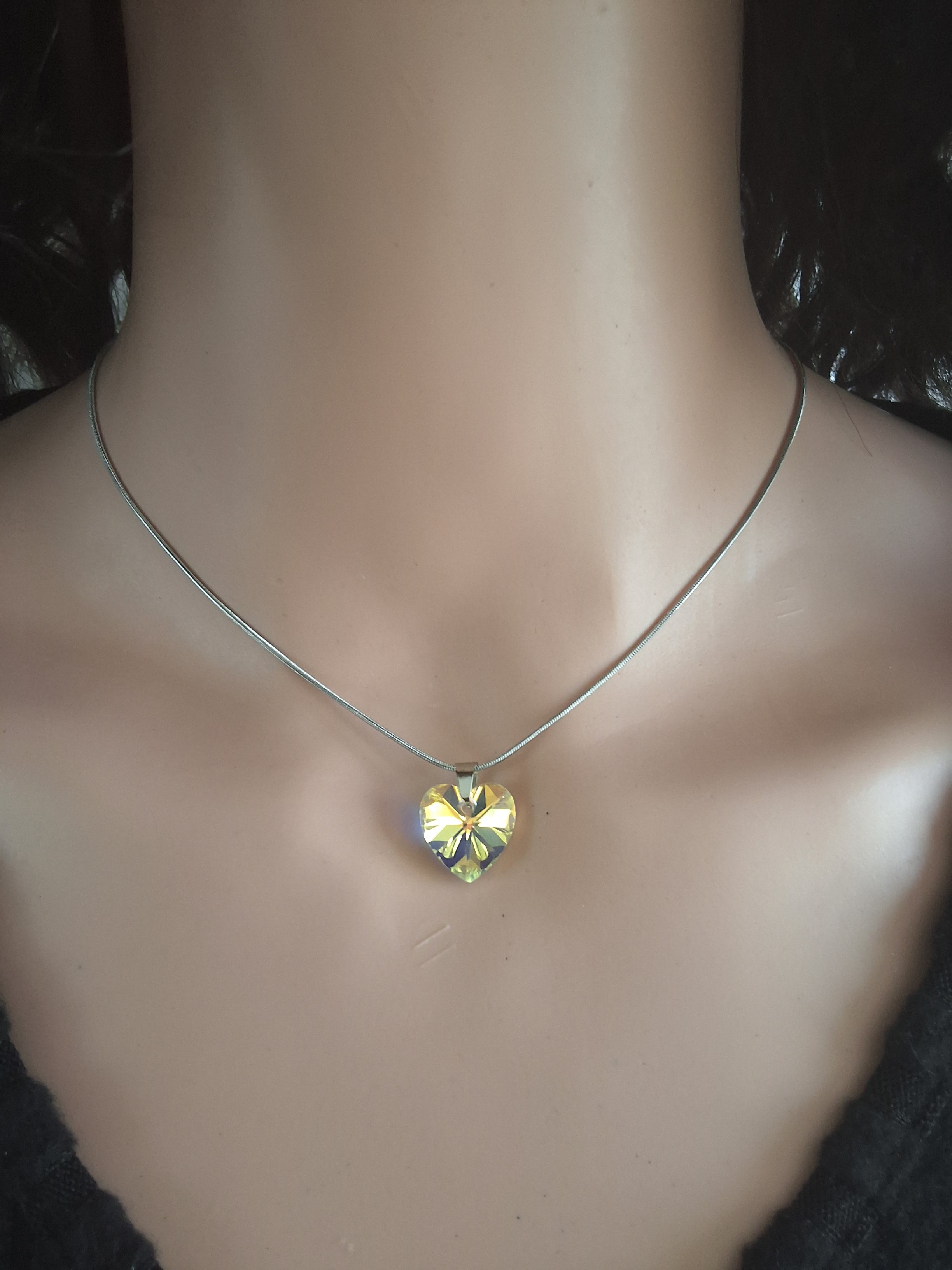 Collier petit cœur en cristal argent