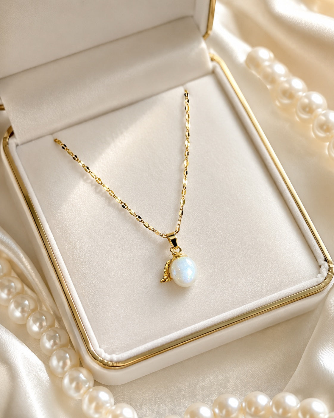 Collier or abricot enchanté orange