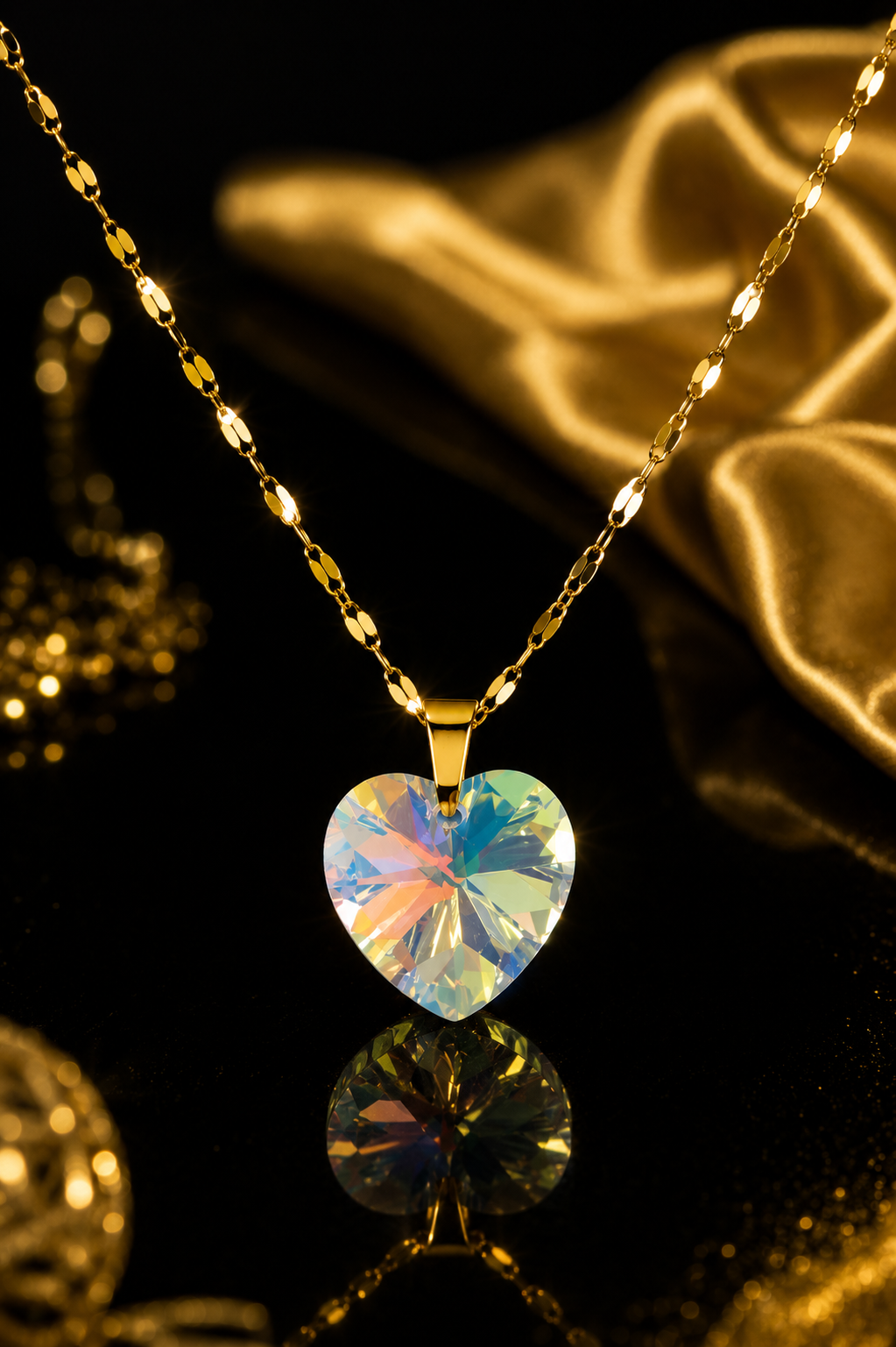 Le collier petit cœur enchanté en cristal doré