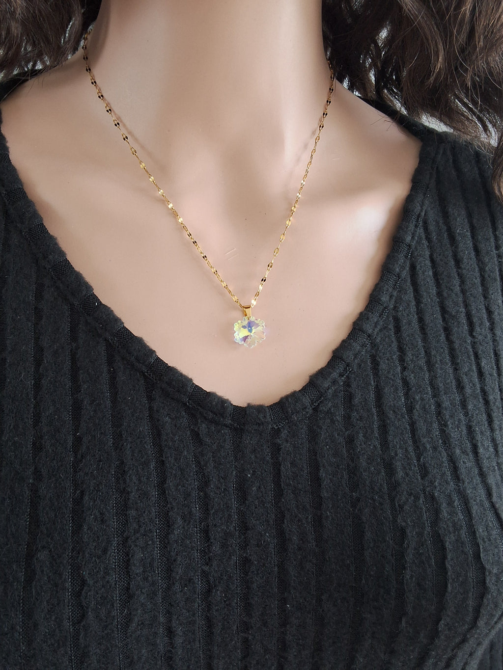 Collier petit flocon en cristal or 2
