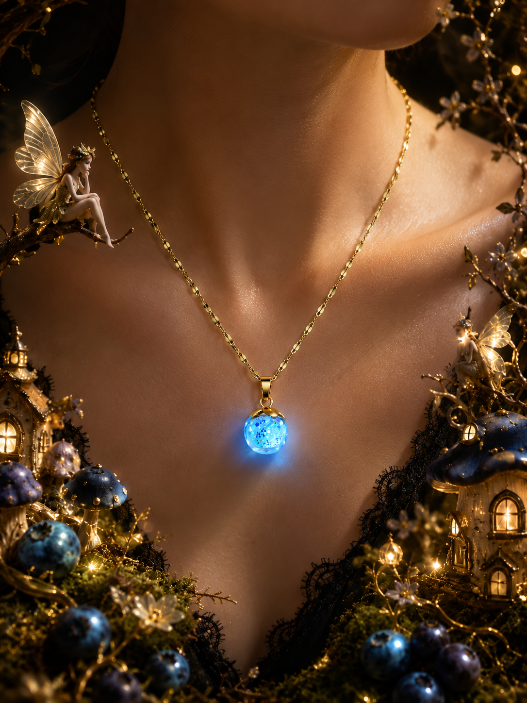 Collier Myrtille Bleue — lumière de topaze