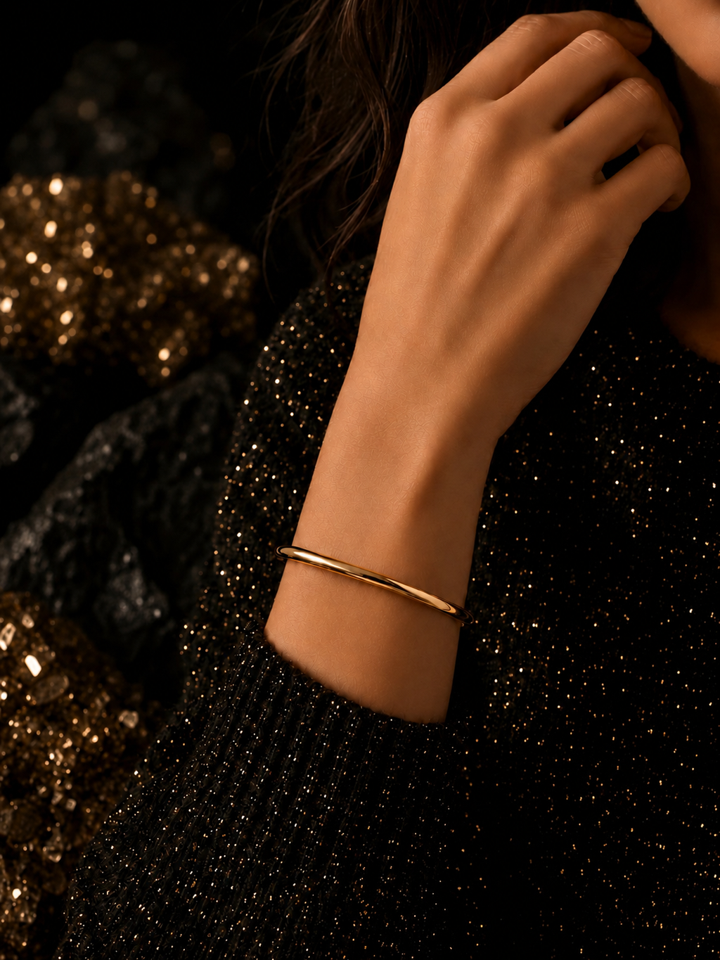 Bracelet jonc rigide doré