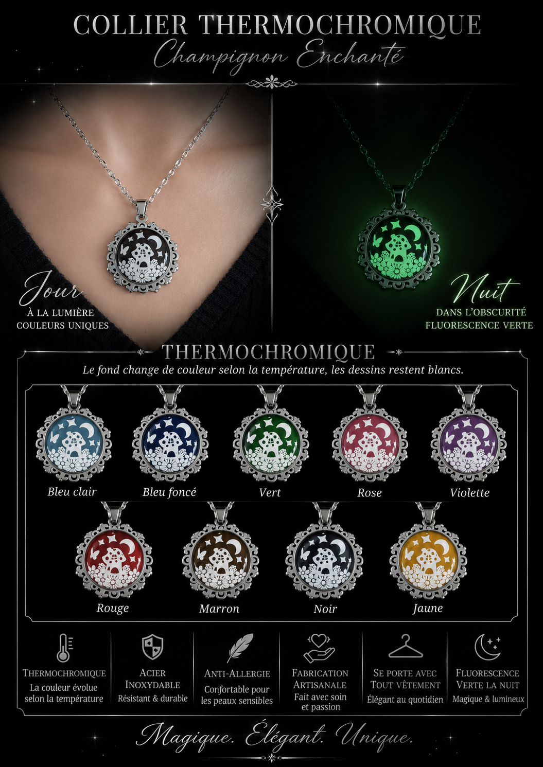 Collier avec petite perle magique champihome