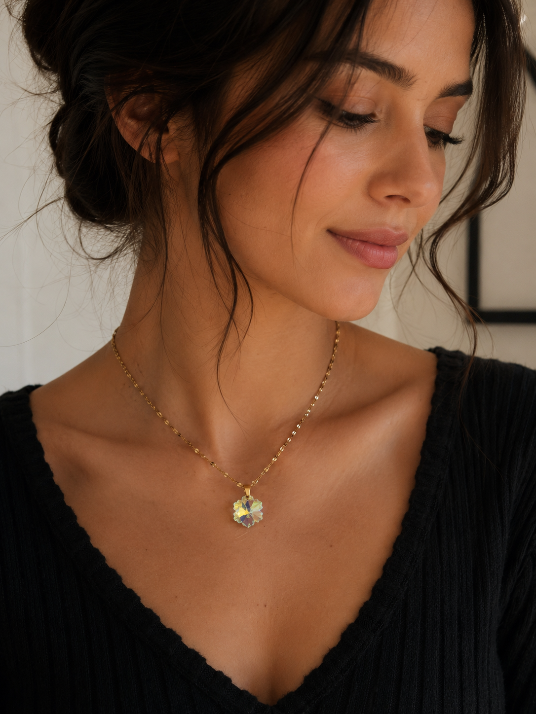 Collier petit flocon en cristal or 2
