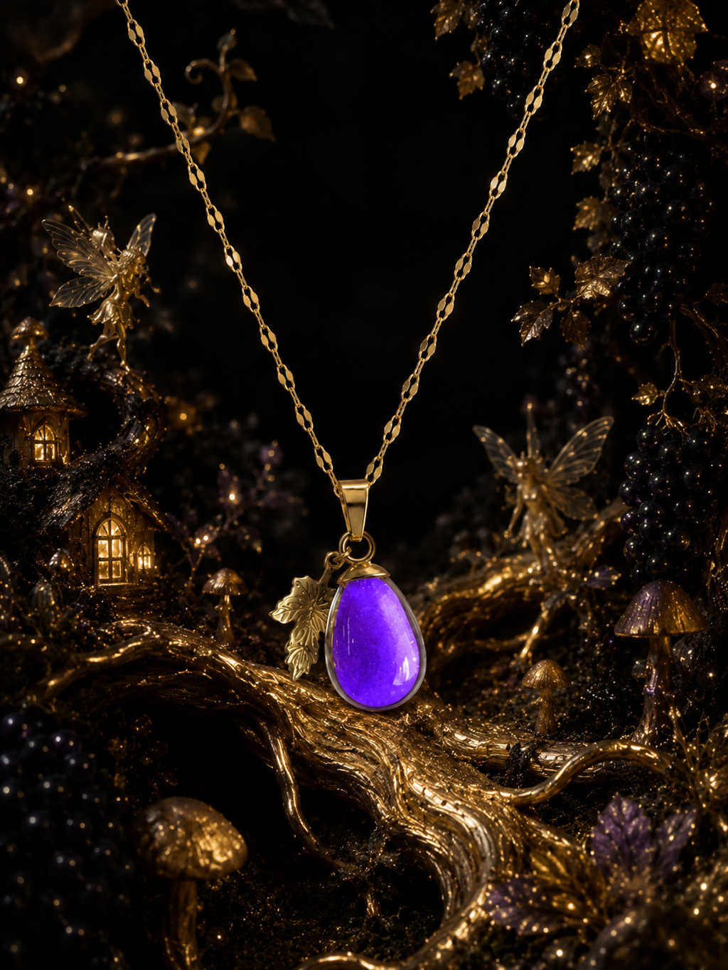 Collier petit raisin Mauve — Grappe Enchantée