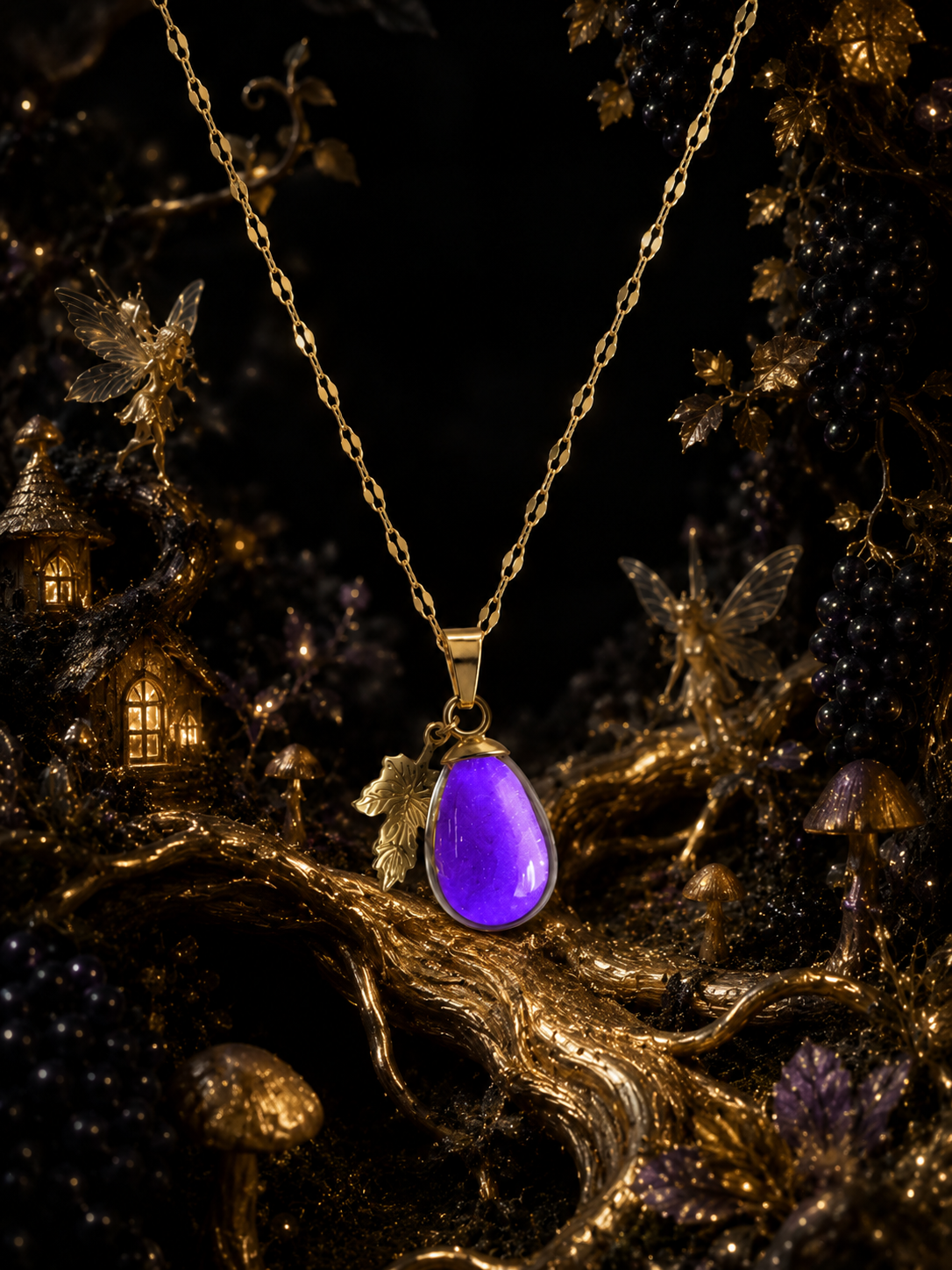 Collier petit raisin Mauve — Grappe Enchantée