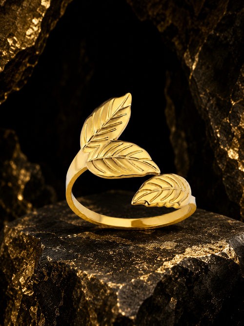 Bague 3 feuillages dorés