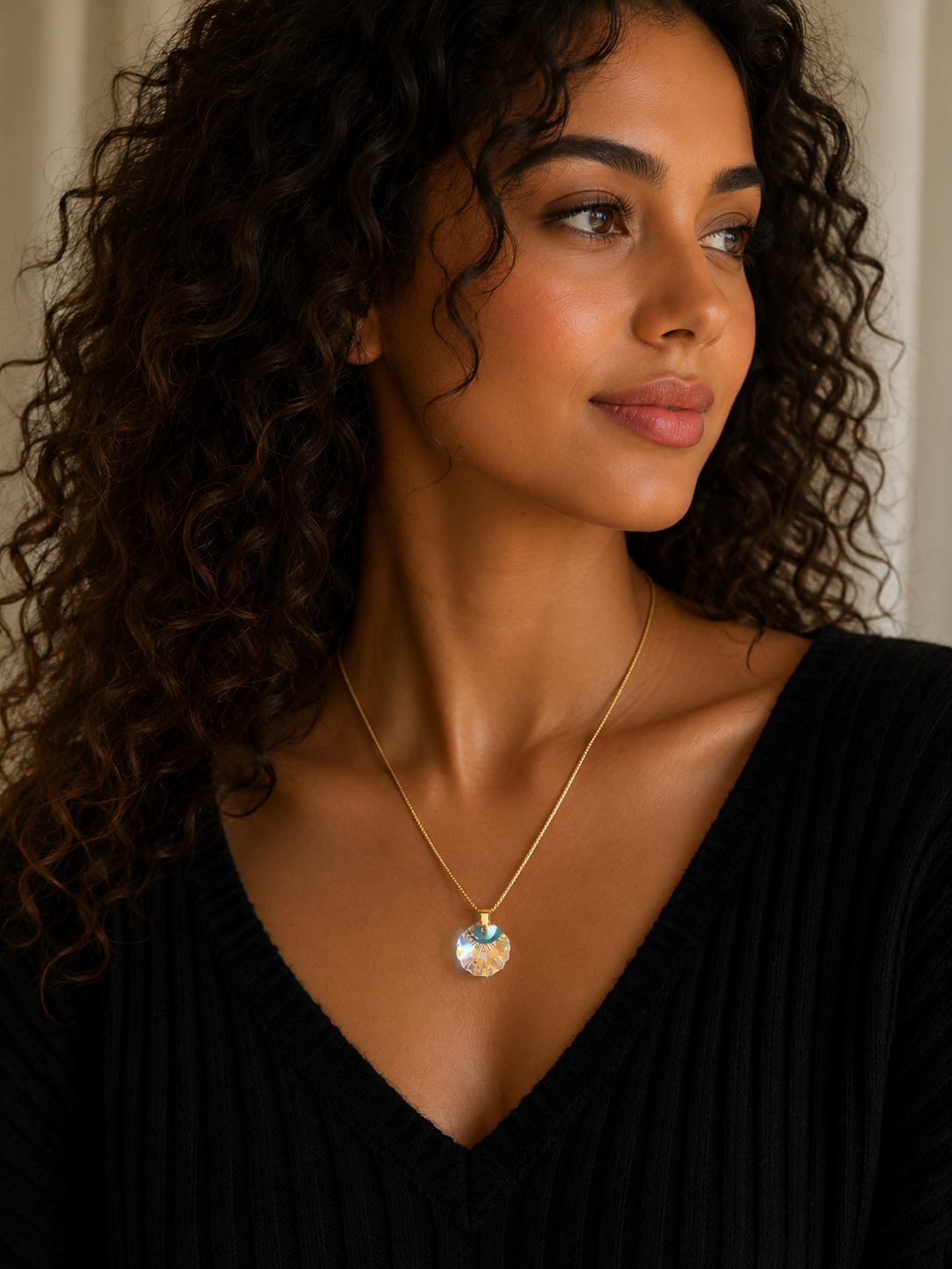Collier coquillage en cristal or
