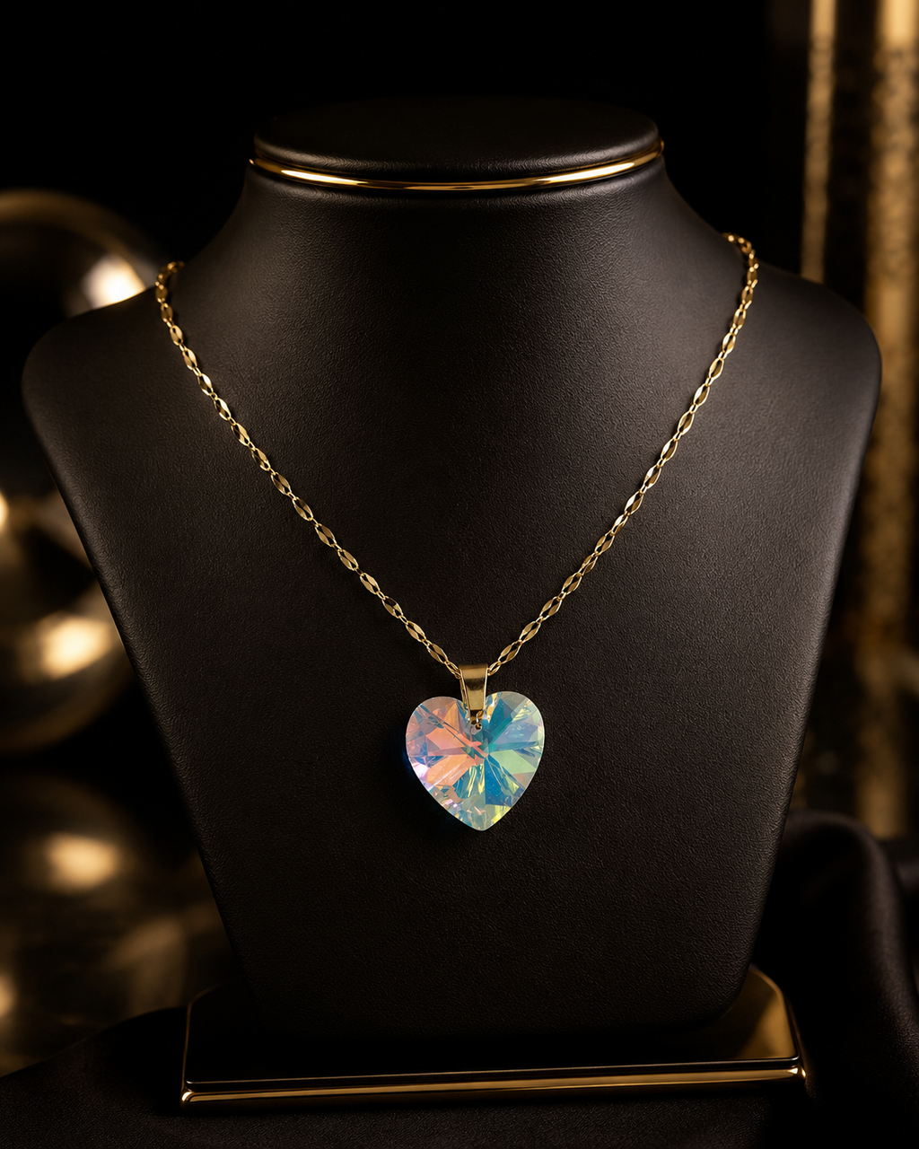 Le collier petit cœur enchanté en cristal doré