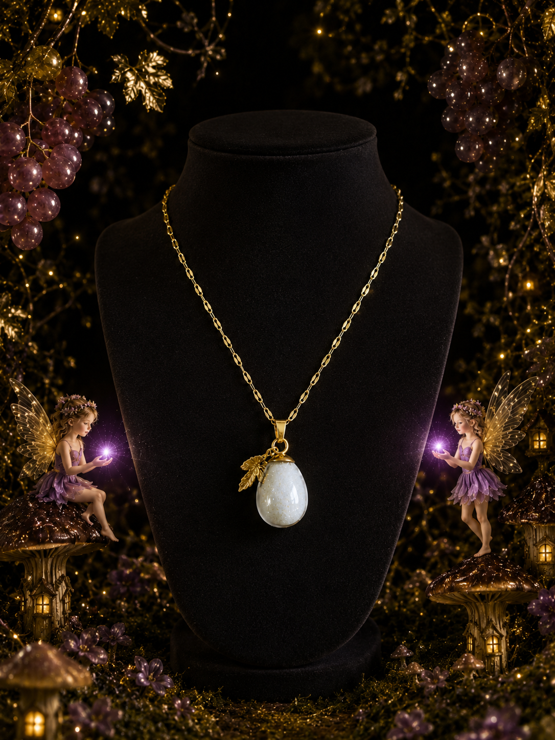 Collier petit raisin Mauve — Grappe Enchantée