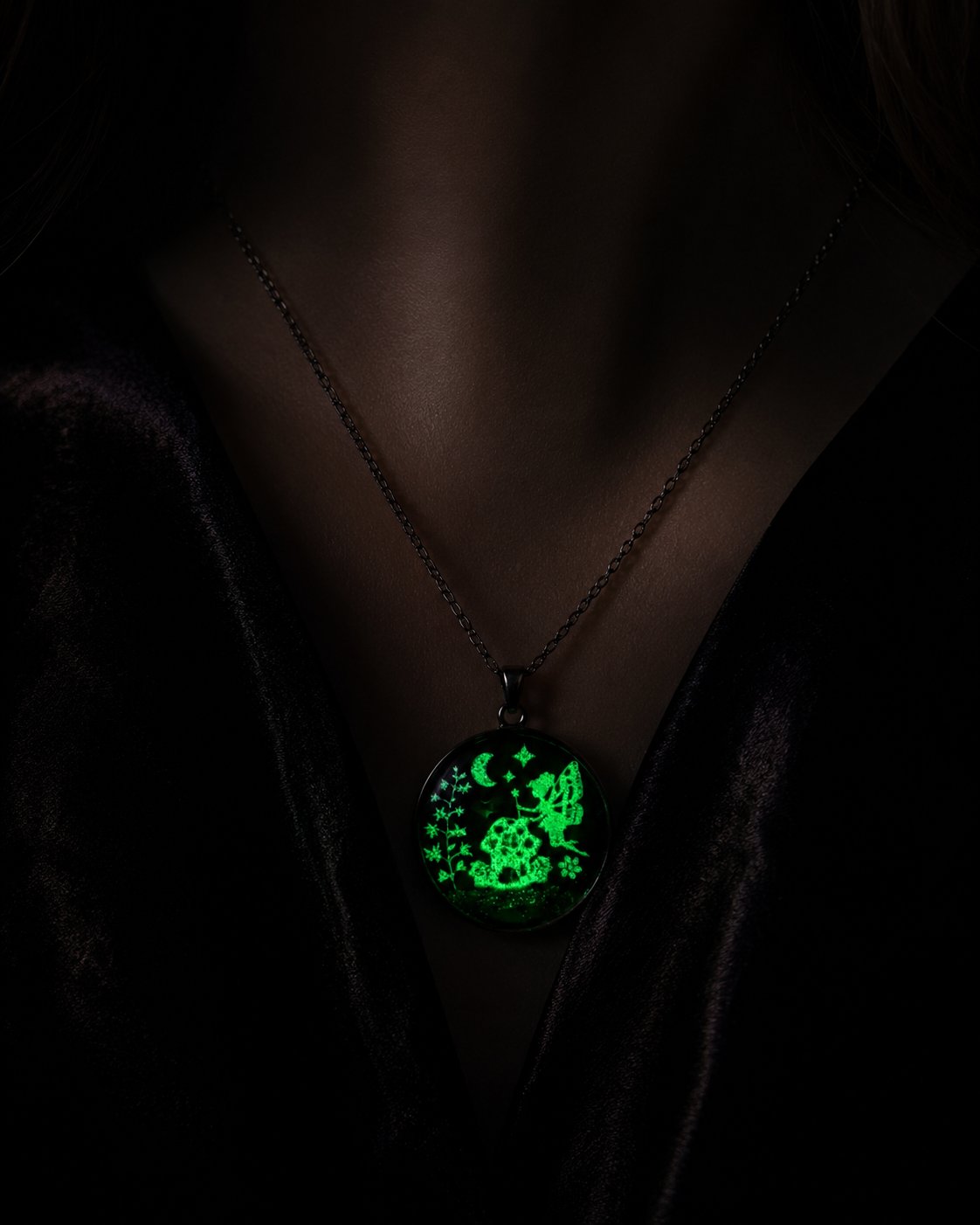 Collier avec pendentif rond à corde de la fée félicia argent